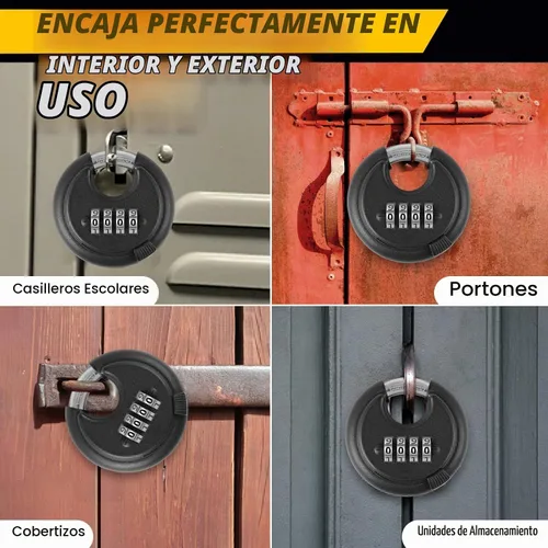 Vista 5 de DAYGOS Candados de disco combinados para exteriores, bloqueo de código de 4 dígitos resistente, bloqueo de disco combinado para unidad