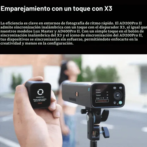 Vista 4 de Godox Flash de bolsillo AD200 Pro II con disparador de flash X3C
