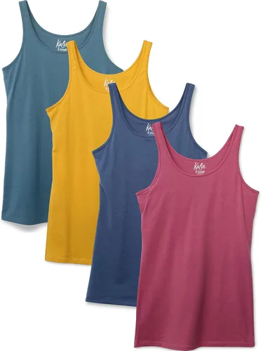 Vista 11 de Kalon Paquete de 4 camisetas sin mangas para mujer con diseño moderno y pechugona