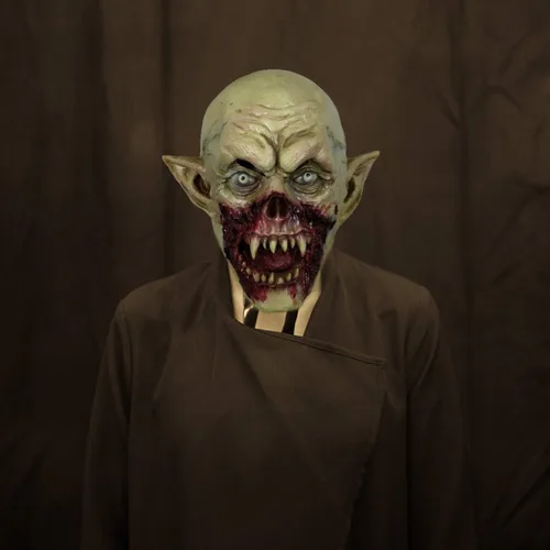 Vista 5 de Máscara de vampiro aterradora de Halloween, disfraz espeluznante de monstruo que camina muerto para fiesta, látex de cabeza completa para adultos