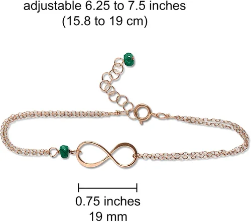 Vista 30 de Pulsera con dije de infinito con piedra natal, joyería hecha a mano, regalo para ella