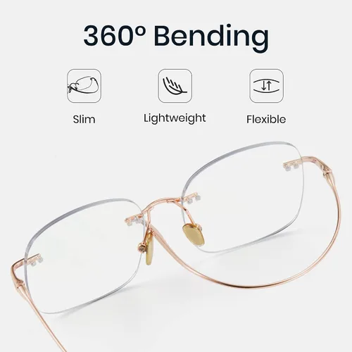 Vista 5 de Cyxus Rimless Pure Titanium Blue Light Blocking Glasses, Ultra Lightweight Frameless Computer Eyewear, Anti Screen Glare