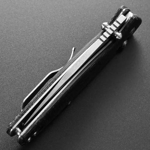 Vista 7 de Eafengrow EF966 Cuchillo plegable D2 Hoja Micarta Mango con Clip de Bolsillo EDC Cuchillo táctico Perillas de pulgar Axis Lock EDC Cuchillo Negro