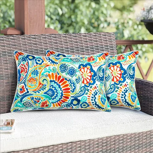 Vista 11 de Magpie Fabrics - Juego de 2 fundas de cojín para patio con inserto de 18 x 18 pulgadas, funda decorativa resistente a la decoloración para sofá