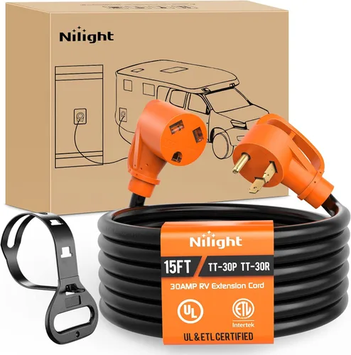 Vista 21 de Nilight Cable de Extensión para Secadora EV de 15 Pies 3 Clavijas 30 Amperios NEMA 10-30P 10-30R Cable de Extensiones Antiguas Servicio Pesado