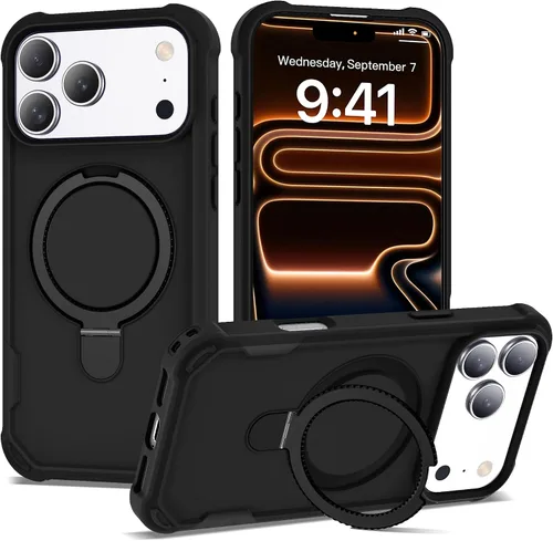 Vista 45 de Funda compatible con iPhone 12 y 12 Pro de 6.1 pulgadas con soporte de anillo magnético [protección militar contra caídas] [compatible con MagSafe]