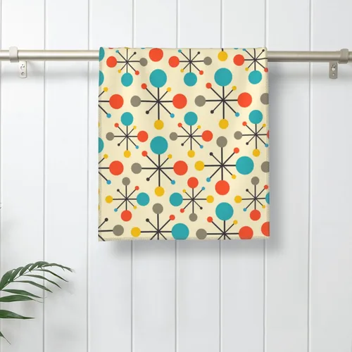 Vista 5 de Mid Century Fifties - Juego de 2 toallas de mano modernas atómicas retro para baño, suaves, absorbentes, amarillas, para baño, cocina, playa, spa