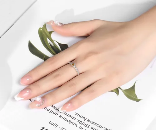 Vista 2 de Birthstone Stackable Rings for Women S925 Sterling Silver Heart Stacking Ring Knuckle Rings Band for Best Friends Christmas Anniversary Birthday