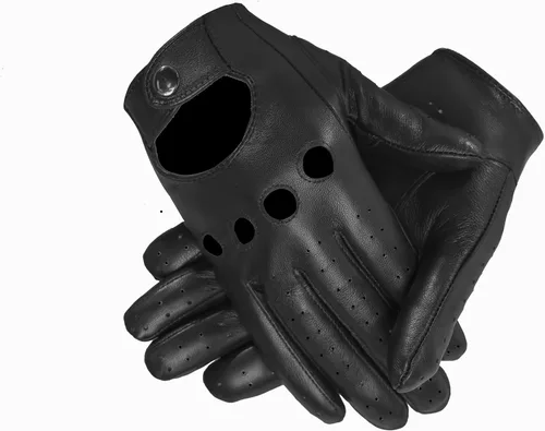Vista 3 de MGGMOKAY Guantes de conducción de cuero con pantalla táctil sin forro para hombre
