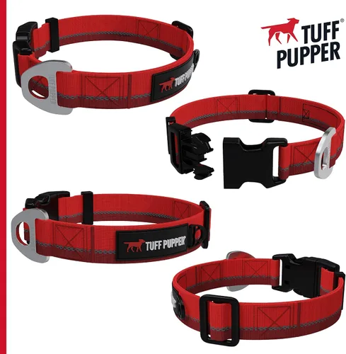 Vista 7 de Tuff Pupper Collar de perro resistente Collar resistente para perros Collares reflectantes con clip de correa de aluminio en D Accesorio