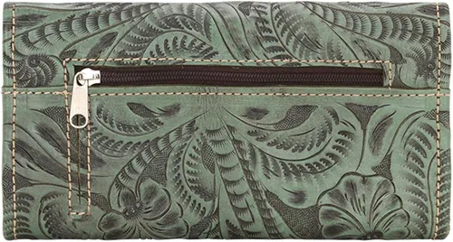 Vista 2 de American West Saddle Ridge - Cartera de tres pliegues para mujer Marrón Charcoal