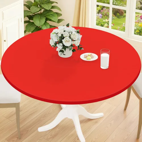 Vista 12 de Smiry Mantel redondo de pícnic, fundas de mesa elásticas impermeables para mesas de 18 a 24 pulgadas, manteles de vinilo con parte trasera