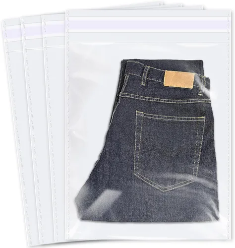 Vista 4 de iMailer - 100 bolsas de celofán de plástico transparente de 10 x 13 pulgadas - Bolsas de polietileno de celofán autosellables resellables