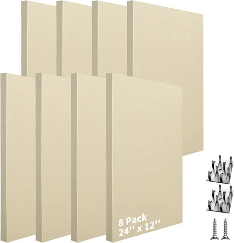 Vista 13 de Art3dwallpanels 4 PCS Paneles Acústicos, 24''x12'' Paneles de Pared de Tela Insonorizados, Paneles de Absorción de Sonido de Montaje Fácil con Gris