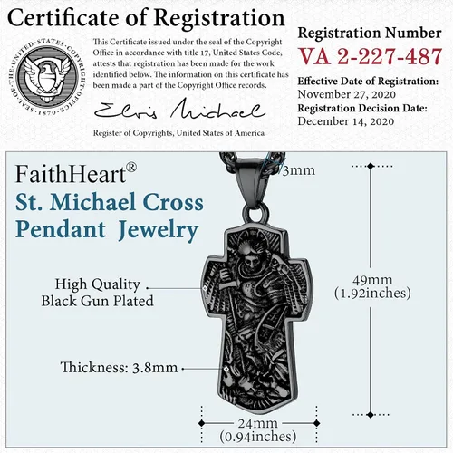 Vista 2 de FaithHeart - Collar de San Miguel, dije personalizado de protección del arcángel, para hombres y mujeres, acero inoxidablechapado en oro Medalla