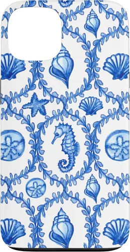 Vista 7 de iPhone 16 Coastal Granddaughter Blue Shells Starfish Seahorse Preppy Case