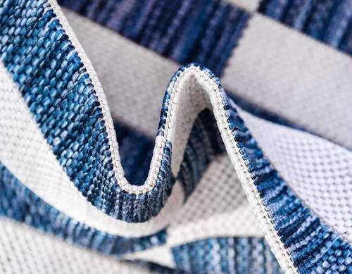 Vista 6 de Unique Loom Outdoor Striped Collection - Alfombra a rayas (4' 1" x 6' 1" Rectángulo, azul/marfil)