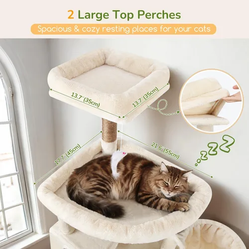 Vista 2 de Globlazer Torre de árbol para gatos extra grande, 82 pulgadas de alto, árbol para gatos de interior, torre grande para gatos grandes y adultos con 8
