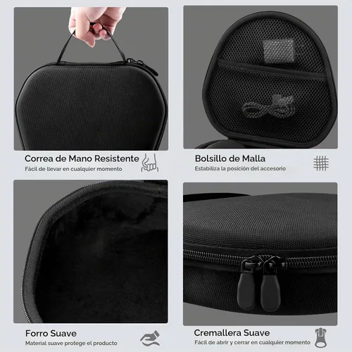 Vista 4 de khanka Funda para auriculares inalámbricos Apple Airpods Max/Max 2, color Negro