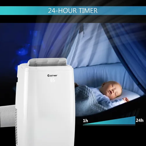 Vista 9 de COSTWAY Aire acondicionado portátil de 1,0000 BTU, refrigeración para espacio de hasta 350 pies cuadrados con 3 modos, enfriador de aire