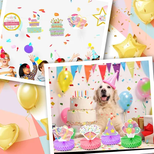 Vista 7 de Kisston 9 piezas de decoración de mesa de panal de abejas de cumpleaños