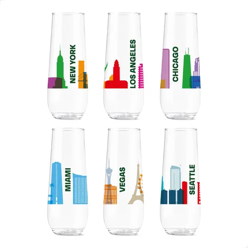 Vista 15 de TOSSWARE POP - Juego de 6 copas de champán con estampado de flauta de 9 onzas, de alta calidad, reciclables, irrompibles y de plástico transparente