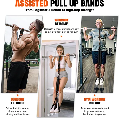 Vista 6 de Pull Up Assistance Bands, Resistance Bands with Handles, Heavy Duty Pull Up Bands for Home Gym, Height Adjustable Chin Up Bar Assist Bands for Arm