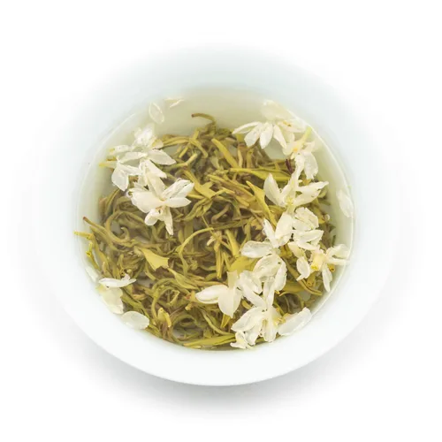 Vista 4 de Oriarm Bi Tan Piao Xue - Té verde con flores de jazmín 2023, lata de 5.82 onzas, té verde de jazmín chino, hoja suelta, Yuqian 1er grado, cultivado