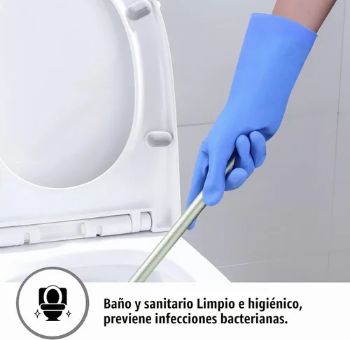 Vista 6 de Guantes de limpieza de goma, 3 o 6 pares para el hogar, guantes reutilizables para lavar platos para la cocina. Azul