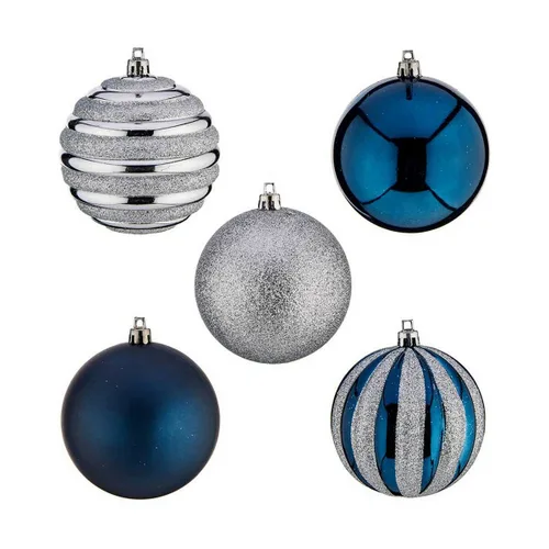 Vista 4 de Set de Bolas de Navidad Krist+ HM20087-061/003 Azul Plateado Plástico Ø 6 cm (6 Unidades)