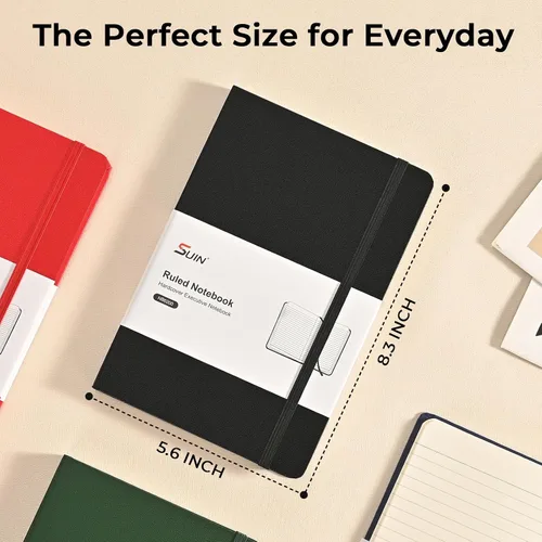 Vista 3 de SUIN Cuadernos rayados para el trabajo, la escuela y el diario, tapa dura, tamaño mediano A5 de 5.6 x 8 pulgadas, 160 páginas, papel grueso de 3.53