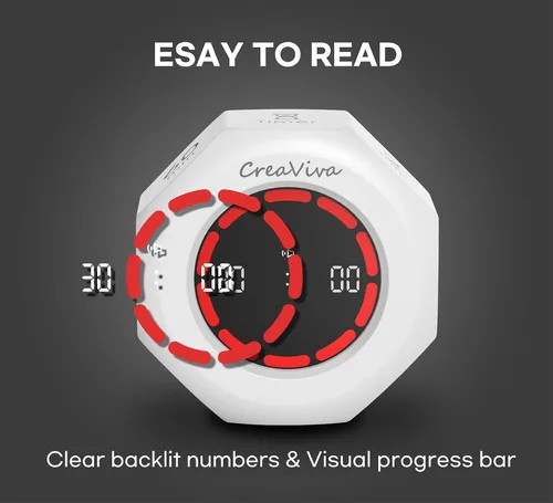Vista 4 de Flip Cube Pomodoro Timer - Temporizador Visual Recargable de Cuenta Regresiva y Cronómetro de Cuenta Progresiva, 7 Intervalos Preestablecidos, 3