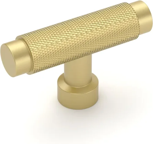 Vista 30 de Amerdeco - Paquete de 10 tiradores de gabinete de oro cepillado estriado de 3 pulgadas (76mm) con agujero central, tiradores para cajones, herrajes
