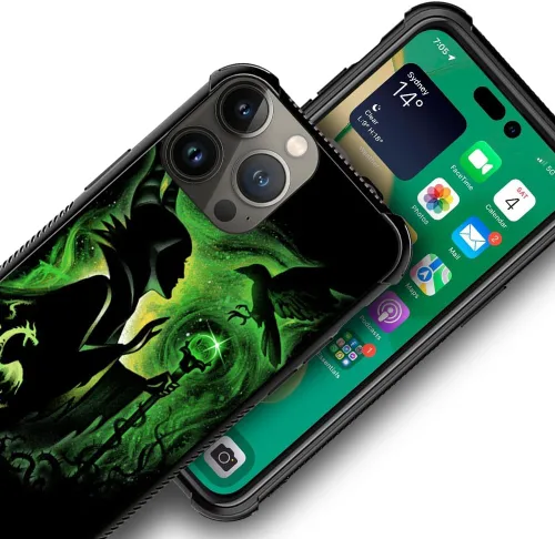 Vista 7 de CARLOCA Funda compatible con iPhone 15 Pro, patrón de dama mágica verde, ultra protección, a prueba de golpes, de silicona suave, TPU