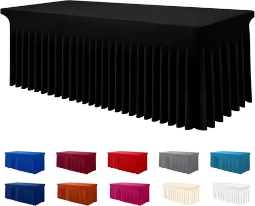 Vista 78 de Smiry Mantel de Spandex, Mantel Elástico Ajustable Extensible para Mesas Rectangulares de 6 Pies, Falda Cubierta de Mesa Impermeable y Lavable