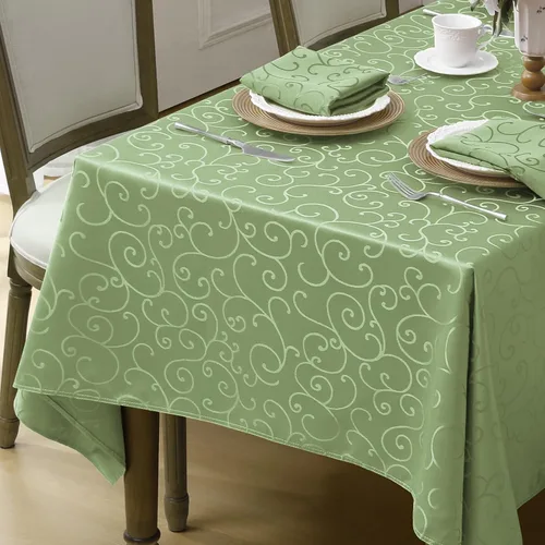 Vista 13 de Romanstile Mantel Rectangular de Jacquard, Mantel de Mesa Impermeable Elegante con Patrón Floral Rizado de Damasco, Cubierta de Mesa Decorativa