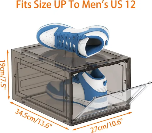 Vista 3 de HOMIDEC Almacenamiento de zapatos, paquete de 6 organizadores de zapatos de plástico duro, cajas de zapatos de plástico transparente apilables