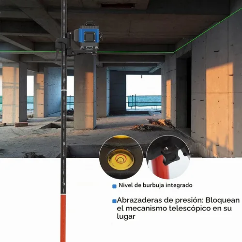 Vista 7 de Mástil telescópico, mástil de soporte telescópico con poste de montaje extensible para niveles láser de láseres giratorios y lineales