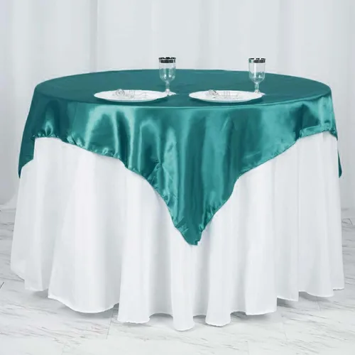 Vista 43 de Efavormart Paquete de 5 Sobremanteles Cuadrados de Satén de 60" para Decoraciones de Mesa de Bodas, Catering y Fiestas, Cubierta de Mantel Negro