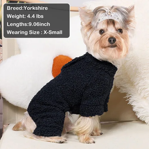 Vista 4 de Pijamas de forro polar para perros pequeños, ropa de cachorro de 4 patas para perro, pijamas para perros pequeños para otoño e invierno, ropa cálida
