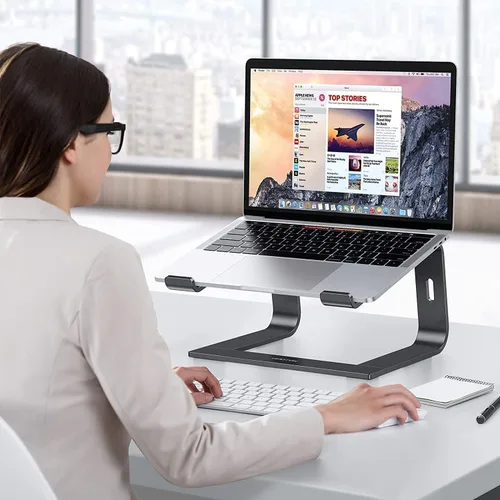 Vista 7 de OMOTON Soporte para Laptop, Soporte Desmontable para Laptop, Soporte de Aluminio para Laptop para Escritorio, Compatible con MacBook Air/Pro, Dell