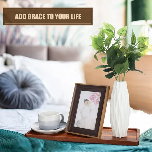 Vista 6 de Skylety Paquete de 15 bandejas de madera maciza para servir grandes de acacia para fiestas, tablero rectangular de charcutería con mango ranurado