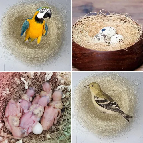 Vista 5 de kathson Materiales de anidación de pájaros, fibra de coco, material de cama cálido y transpirable, seda de lino para pájaros pequeños animales