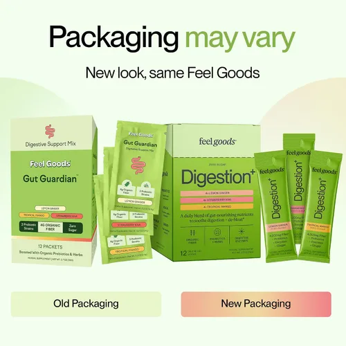 Vista 8 de Feel Goods Digestion+, salud intestinal, mezcla de fibra orgánica y probióticos, enzimas digestivas para alivio de la hinchazón, limpieza intestinal