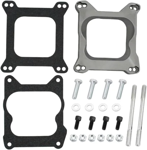 Vista 3 de Espaciador de carburador de aluminio de 1 pulgada con tubo de vacío de 3/8 pulgadas para F-ord M-opar Holley