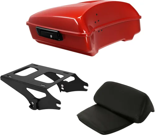 Vista 28 de TCT-MOTORPARTS Atlas Silver Metálico Maletero de Viaje Modificado con Respaldo y Montaje en Rack Adecuado para Harley Touring 14-25 Street Glide