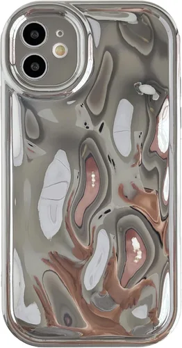 Vista 13 de Caseative Funda para iPhone 11, color negro Galjanoplastia de cromo suave de la burbuja del meteorito de la onda de la ondulación