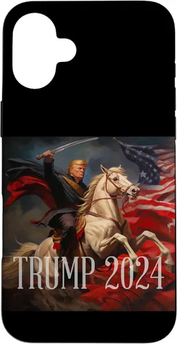 Vista 22 de iPhone 16 Donald Trump - 2024 - American Flag - Horse - Funda de espada