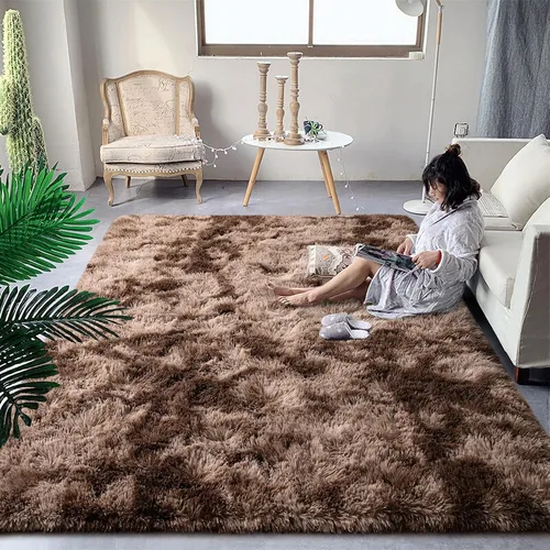 Vista 11 de DweIke Alfombras de pasillo beige esponjosas para dormitorio, 2 x 6 pies, alfombra larga de felpa suave para niñas y niños, antideslizante y lavable