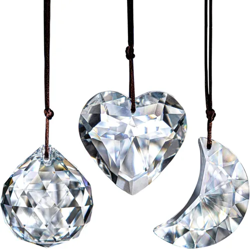 Vista 10 de H&D HYALINE & DORA 50mm Geometría Cristal Corazón Atrapasueños Prismas Colgantes con Prisma de Vidrio Fabricante de Arcoíris para Ventanas, Balcón